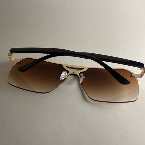 Designer Shield Sunglasses with Gradient Brown Lenses - Picture 3 of 3